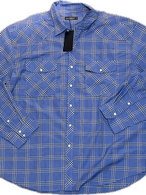 NWT Blue Plaid Men's Button-Up Shirt